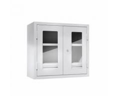 QUIPO Armadietto pensile per officina, alt. x largh. x prof. 600 x 650 x 320 mm, ante con finestrella, con 2 ripiani