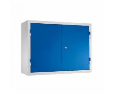 QUIPO Armadietto pensile per officina, alt. x largh. x prof. 600 x 800 x 320 mm, ante in lamiera piena, con 2 ripiani
