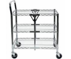 QUIPO Carrello di servizio, pieghevole, griglia metallica, cromata