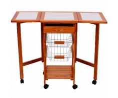 Carrello Da Cucina Servizio Ausiliare In Legno E Metallo Cromato C...