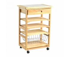 Carrello Da Cucina In Legno Della Gomma 3 Piani Cestello E Cassett...