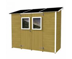 Casetta Box Capanno In Legno Tortora Per Attrezzi Con 2 Porte E Fi...
