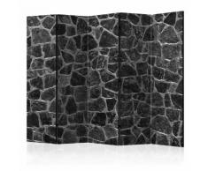 Paravento 5 Pannelli - Black Stones Ii 225x172cm Erroi...