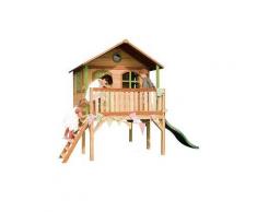 Casetta Gioco da giardino in Legno con Portico e Scivolo Ondulato - Axi