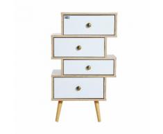 Cassettiera In Legno Stile Nordico Legno E Bianco 47x29.5x81 Cm Benzoni