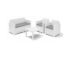 Set Salotto Da Giardino In Resina Divano 2 Poltrone E Tavolino Bauer Alabama Bianco