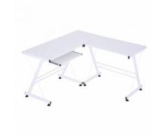 Scrivania Da Ufficio Grande Ad Angolo In Acciaio E Mdf 130x130x73.5 Cm Benzoni Bianca