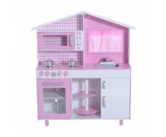 Cucina Giocattolo Per Bambini Con Accessori In Legno Rosa 110x32.5x99.5 Cm Benzoni