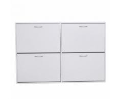 Scarpiera Salvaspazio Capacità 24 Paia In Legno Bianco 120x24x81 Cm Benzoni