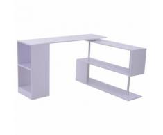 Scrivania Angolare Da Ufficio Studio Per Computer In Legno Bianco 140x120x78,2 Cm Benzoni