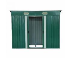 Casetta Box Da Giardino In Lamiera Verde 237x119x181 Cm Miozzi