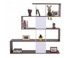 Libreria Di Design Moderna Mobili Ufficio Scaffale Bianco E Noce 144x30x125 Cm Benzoni
