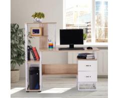Scrivania Da Ufficio Porta Pc Con Scaffale 133x55x123 Cm Benzoni