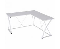 Scrivania Da Ufficio Ad Angolo In Metallo E Mdf 142x142x76 Cm Fadami Bianca