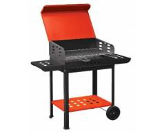 Barbecue A Carbone Carbonella In Acciaio Con Ruote Bauer Vanessa Rosso E Nero