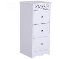 Mobiletto Bagno Cassettiera 3 Cassetti In Legno 30x30x68.5 Cm Benz...