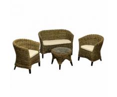Set Salotto Da Giardino 2 Poltrone Tavolino Divano In Rattan Adami Tempo Grigio
