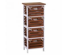 Cassettiera 4 Cassetti In Legno 35x27x85cm Adami Atena Noce E Bian...