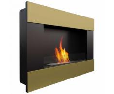 Camino A Bioetanolo Da Parete 90x65,2x19,8cm Con Vetro Flig Boston Oro