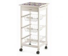 Carrello Da Cucina Salvaspazio 37x37x76 Cm 3 Ceste In Legno Soriani Zig Zag Bianco