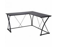 Scrivania Da Ufficio Ad Angolo In Metallo E Mdf 142x142x76 Cm Fadami Nera