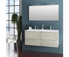 Mobile Da Bagno Sospeso Con Doppio Lavabo E Doppia Lampada A Led Tft Luna Rovere Naturale