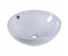 Lavabo Da Appoggio In Ceramica Smaltato Design Moderno Bianco 42x4...