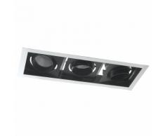 Tre Faretti Orientabili Incasso Bianco Nero Soffitto Ribassato Led 60 Watt Luce Naturale Intec Inc-apollo-3x20m
