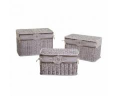 Set 3 Bauli In Rattan Con Fodera 66x40h43cm Adami Albero...