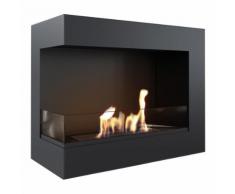 Camino A Bioetanolo Da Incasso 60x48x28cm Flig Tampa Nero Con Vetro Angolo A Sinistra