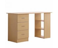 Scrivania Da Ufficio Con 3 Cassetti E Ripiani In Legno Naturale 120x49x72 Cm Benzoni