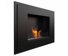 Camino A Bioetanolo Da Parete 80x59x20,1cm Con Vetro Flig Los Angeles Nero