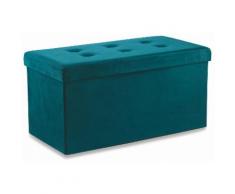 Baule Cassapanca Pouf Contenitore In Velluto Soriani Petrolio...