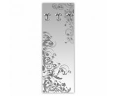 Appendiabiti Da Parete In Legno 3 Ganci + 2 Portaborse Vezzani Modern Flowers Grey