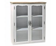Vetrinetta In Legno 2 Ante 3 Ripiani 90x32,5x114cm Adami Country Bianca
