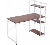 Scrivania Da Ufficio Con Scaffalatura Noce E Bianco 120x64x121 Cm Benzoni