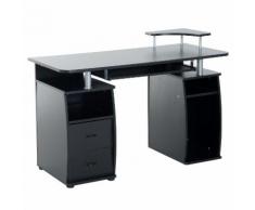 Scrivania Da Ufficio Porta Pc Con Ripiani Tastiera Nero 120x55x85 Cm Benzoni