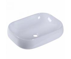 Lavabo Da Appoggio Rettangolare In Ceramica Smaltata Bianco 56x42x...