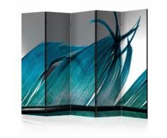 Paravento 5 Pannelli - Turquoise Feather Ii 225x172cm Erroi...