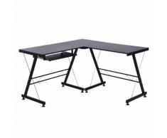 Scrivania Da Ufficio Grande Ad Angolo In Acciaio E Mdf 130x130x73.5 Cm Benzoni Nera