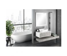 Mobile Bagno Sospeso 90 Cm Lavabo Specchio Lampada A Led E 1 Pensi...