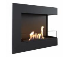 Camino A Bioetanolo Da Incasso 60x48x28cm Flig Tampa Nero Con Vetro Angolo A Destra