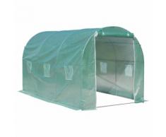 Serra A Tunnel Da Giardino Struttura In Acciaio Con 6 Finestre Verde 400x200x210 Cm Miozzi