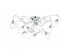 Plafoniera Metallo Cromato Decoro Cristallo K9 Paralumi Vetro Lampada Elegante Classica E14 Ambiente I-ely/pl9