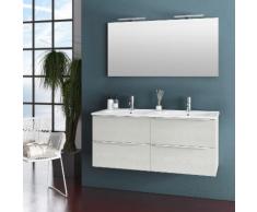 Mobile Da Bagno Sospeso Con Doppio Lavabo E Doppia Lampada A Led Tft Luna Bianco Rè Di Londra