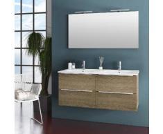 Mobile Da Bagno Sospeso Con Doppio Lavabo E Doppia Lampada A Led Tft Luna Rovere Miele