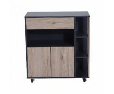 Mobiletto Ausiliario Da Cucina Multiuso In Legno Con Ruote 80x39x86.5 Cm Benzoni