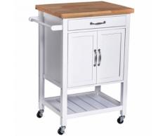 Carrello Da Cucina Salvaspazio In Legno Bianco 65x48x90 Cm Benzoni
