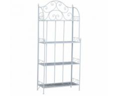 Fioriera Scaffale Portafiori Verticale A 4 Ripiani In Ferro Verniciato Bianco 71x33x164 Cm Benzoni