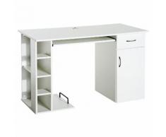 Scrivania Da Ufficio Porta Pc Con Ripiano Tastiera Bianco 74x120x60 Cm Benzoni